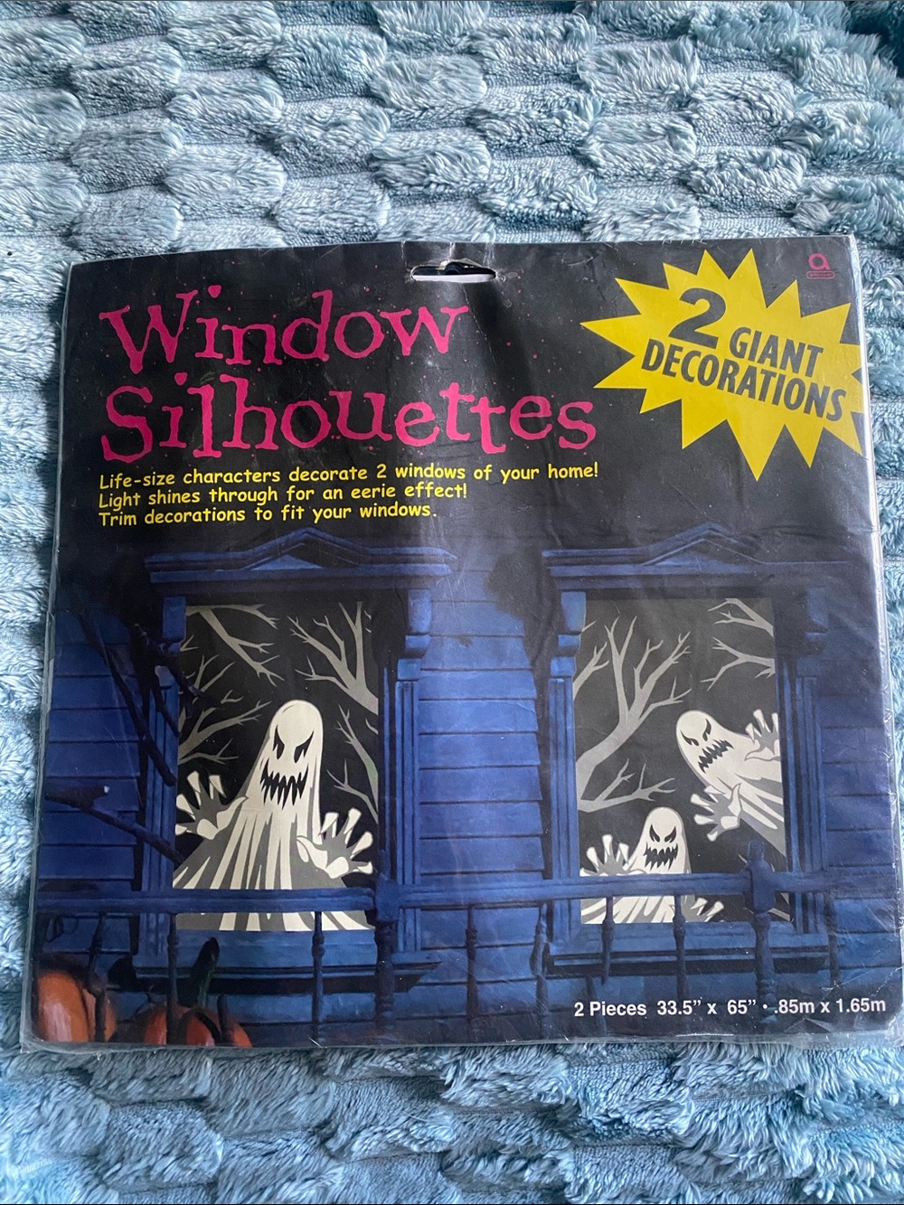Vintage Halloween Window Silhouettes 2 Giant Ghost Decorations (New In Pack)